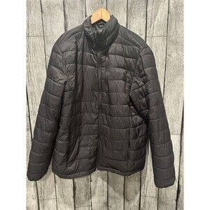 St. Johns Bay Mens Large Puffer Jacket Lightweight Full Zip Black